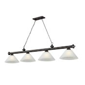 Z-Lite Cordon 4 Light 14" Wide Billiard Chandelier with White Linen Shades Bronze / White Linen