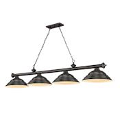 Z-Lite Cordon 4 Light 16" Wide Billiard Chandelier with Bronze Shades Bronze / Bronze