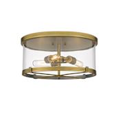 Z-Lite Callista 3 Light 8" Wide Flush Mount Drum Ceiling Fixture Rubbed Brass