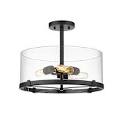 Z-Lite Callista 3 Light 14" Wide Semi-Flush Drum Ceiling Fixture Matte Black