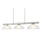 Z-Lite Vanguard 3 Light 14" Wide Linear Pendant with White Linen Shade Brushed Nickel / White Linen