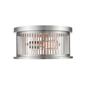 Z-Lite Camellia 2 Light 13-1/8" Wide Flush Mount Drum Ceiling Fixture Brushed Nickel