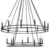 Z-Lite Dennison 20 Light 48" Wide Taper Candle Style Chandelier Matte Black