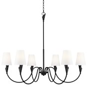 Z-Lite Claudelle 6 Light 46" Wide Chandelier with Fabric Shades Matte Black