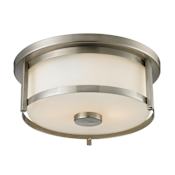 Z-Lite Savannah 2 Light Flushmount Ceiling Fixture with Matte Opal Shade Brushed Nickel