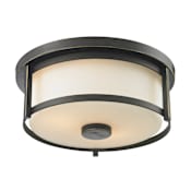 Z-Lite Savannah 2 Light Flushmount Ceiling Fixture with Matte Opal Shade Olde Bronze