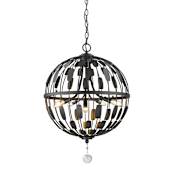 Z-Lite Almet 5 Light Pendant with Clear Globe Crystal Shade Bronze