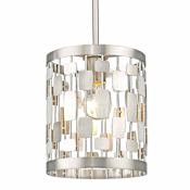 Z-Lite Almet 1 Light Pendant with Clear Cylindrical Crystal Shade Brushed Nickel