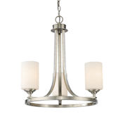 Z-Lite Bordeaux 3 Light Chandelier with Matte Opal Glass Shade Brushed Nickel