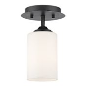 Z-Lite Bordeaux 1 Light Flush Mount Ceiling Fixture with Matte Opal Glass Shade Bronze