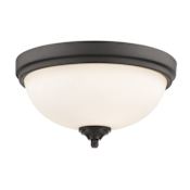 Z-Lite Bordeaux 2 Light Flush Mount Ceiling Fixture with Matte Opal Glass Shade Bronze