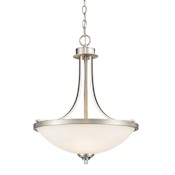 Z-Lite Bordeaux 3 Light Pendant with Matte Opal Glass Shade Brushed Nickel