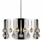 Z-Lite Oberon 4 Light 17" Wide Crystal Droplet Drum Chandelier Chrome