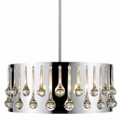 Z-Lite Oberon 5 Light 21" Wide Crystal Droplet Drum Chandelier Chrome