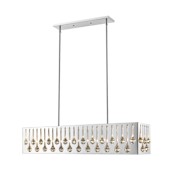 Z-Lite Oberon 7 Light 43" Wide Crystal Droplet Linear Chandelier Chrome