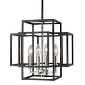 Z-Lite Titania 4 Light 14" Wide Taper Candle Pendant Black / Brushed Nickel