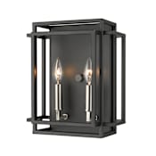 Z-Lite Titania 2 Light 12" Tall Bathroom Sconce Black / Brushed Nickel