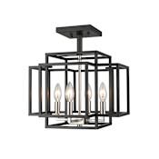 Z-Lite Titania 4 Light 14" Wide Semi-Flush Ceiling Fixture Black / Brushed Nickel