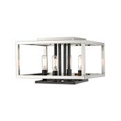 Z-Lite Quadra 4 Light 13" Wide Flush Mount Square Ceiling Fixture Brushed Nickel / Black