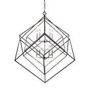 Z-Lite Euclid 10 Light 42" Wide Two Tier Nested Cube Chandelier Chrome / Matte Black