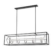 Z-Lite Euclid 10 Light 56" Wide Linear Chandelier Chrome / Matte Black