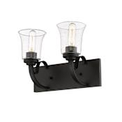 Z-Lite Halliwell 2 Light 14" Wide Vanity Light with Clear Seedy Glass Shades Bronze
