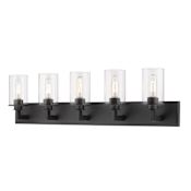 Z-Lite Savannah 5 Light 39" Wide Vanity Light with Clear Glass Shades Bronze