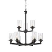 Z-Lite Savannah 9 Light 29" Wide Chandelier with Clear Glass Shades Bronze