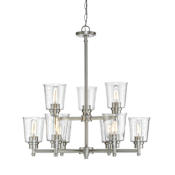 Z-Lite Bohin 9 Light 28" Wide Chandelier with Clear Seedy Glass Shades Brushed Nickel