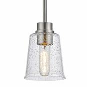 Z-Lite Bohin 5" Wide Pendant with Clear Seedy Glass Shade Brushed Nickel