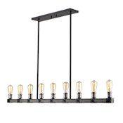 Z-Lite Kirkland 9 Light 56" Wide Faux Wood Linear Chandelier Ashen Barnboard