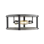 Z-Lite Kirkland 3 Light 16" Wide Flush Mount Faux Wood Ceiling Fixture Ashen Barnboard