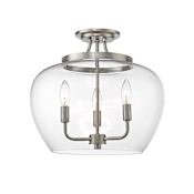 Z-Lite Joliet 3 Light 16" Wide Semi-Flush Ceiling Fixture Brushed Nickel