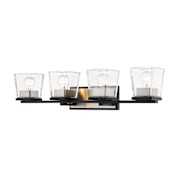 Z-Lite Bleeker Street 4 Light 33" Wide Bathroom Vanity Light Matte Black / Brushed Nickel