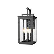 Z-Lite Hartwell 3 Light 19" Tall Outdoor Wall Sconce with Seedy Glass Panels Sand Black