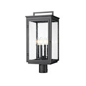 Z-Lite Hartwell 4 Light 23" Tall Post Light with Seedy Glass Panels Sand Black
