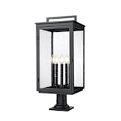 Z-Lite Hartwell 5 Light 29" Tall Post Light with Seedy Glass Panels Sand Black