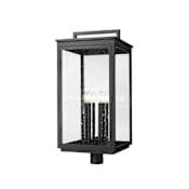 Z-Lite Hartwell 6 Light 33" Tall Post Light with Seedy Glass Panels Sand Black