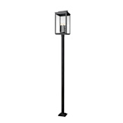 Z-Lite Hartwell 6 Light 126" Tall Post Light with Seedy Glass Panels Sand Black