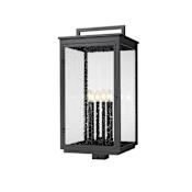 Z-Lite Hartwell 6 Light 32" Tall Post Light with Seedy Glass Panels Sand Black
