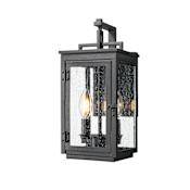 Z-Lite Hartwell 2 Light 14" Tall Outdoor Wall Sconce with Seedy Glass Panels Sand Black