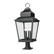 Z-Lite Raphael 4 Light 35" Tall Pier Mount Post Light with Round Base Sand Black