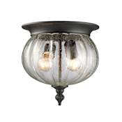 Z-Lite Belmont 2 Light Outdoor Flushmount Ceiling Fixture with Clear Seedy Shade Black