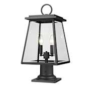 Z-Lite Broughton 2 Light 22" Tall Pier Mount Marine Grade Post Light Black