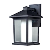 Z-Lite Mesa 14" Tall 1 Light Wall Sconce with Clear Beveled and Matte Opal Glass Black