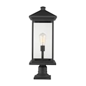 Z-Lite Portland Single Light 26" Tall Outdoor Pier Mount Marine Grade Post Light Black