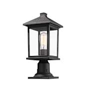Z-Lite Portland 18" Tall 1 Light Outdoor Lantern Pier Mount Light Black