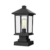Z-Lite Portland 17" Tall Marine Grade 1 Light Outdoor Lantern Pier Mount Light Black