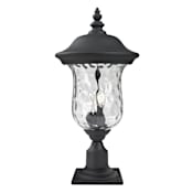Z-Lite Armstrong 26" Tall 3 Light Pier Mount Light with Clear Water Glass Shade Black