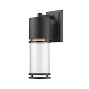 Z-Lite Luminata 14" Tall LED Cylinder Wall Sconce with Clear Glass - 2700K Black